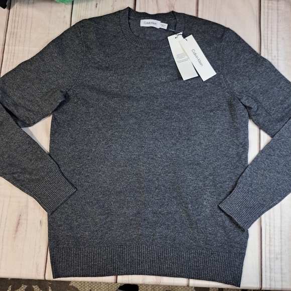Calvin Klein Gunmetal Heather Grey Wool Blend Crew Neck Size XS - Picture 1 of 14